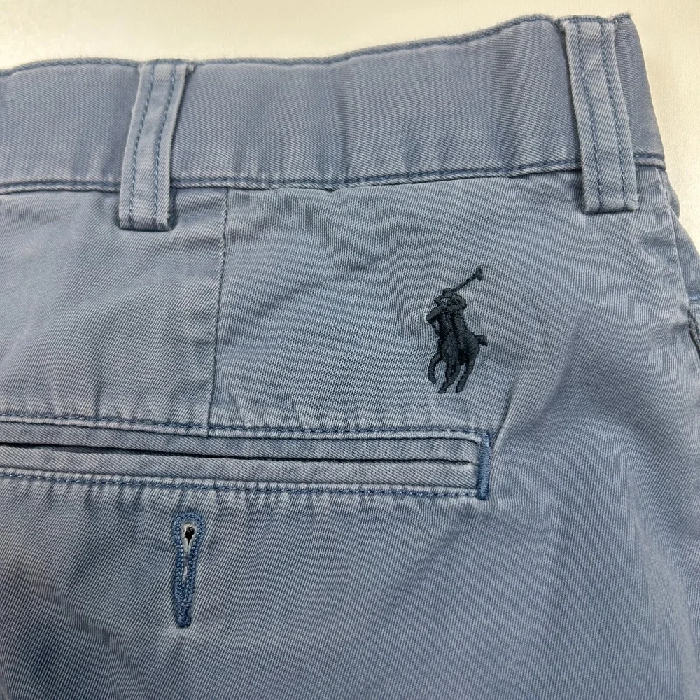 Polo Ralph Lauren Mens 36 Pleated Chino Shorts Slate Blue Vintage Cotton